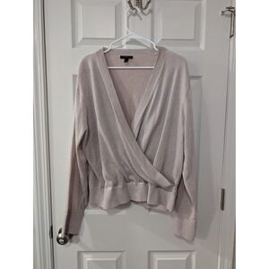 J. Crew, Women's XXL,‎ Lurex Shimmering Faux Wrap Sweater, Metallic Champagne